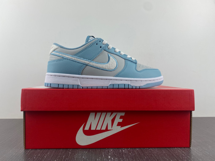 nike dunk low fleece s*h worn blue fb1871-011