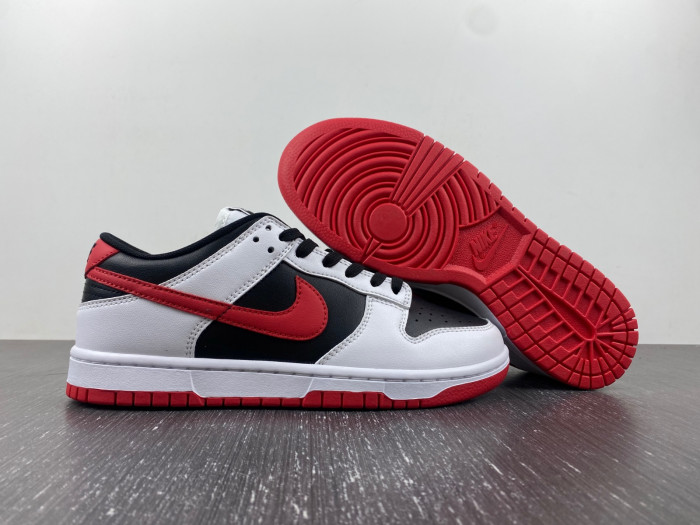 nike dunk low white black university red fd9762-061