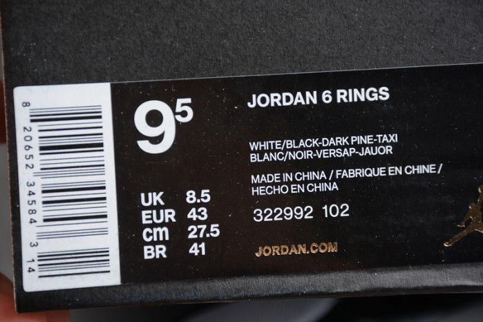 air jordan 6 rings seattle S*personics white green yellow 322992-102