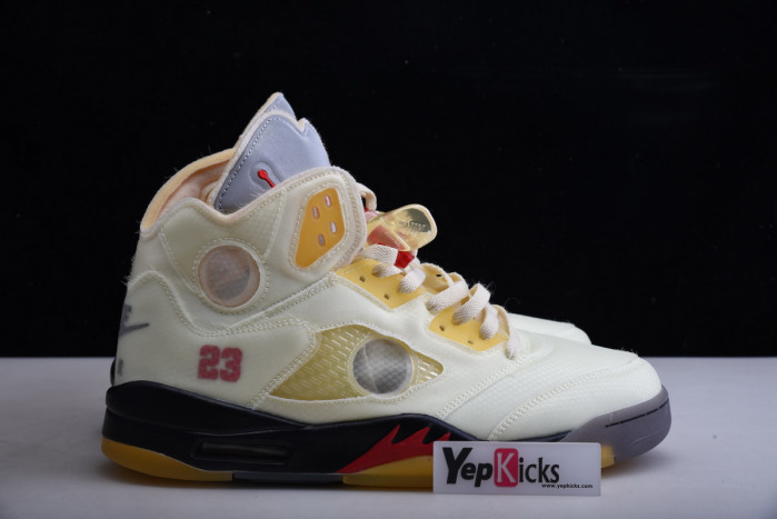 ow x air jordan 5 “sail” dh8565-100