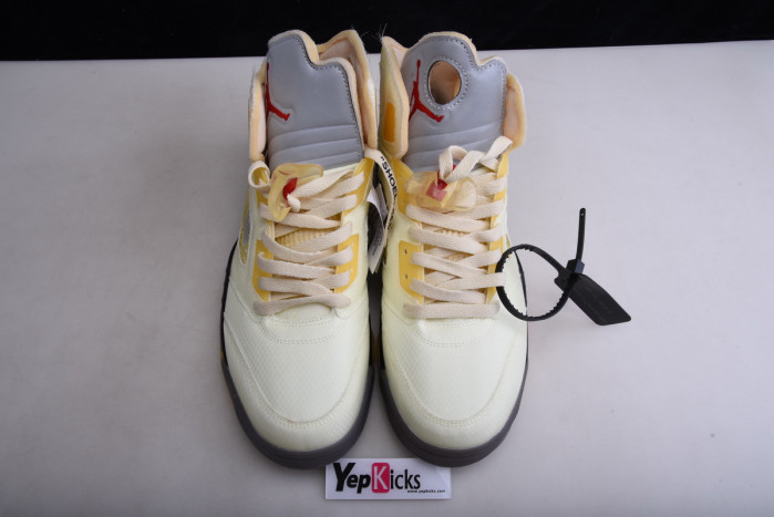 ow x air jordan 5 “sail” dh8565-100