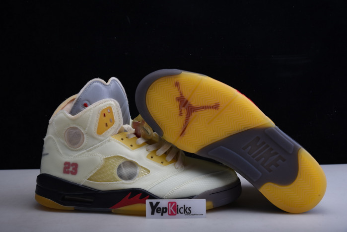 ow x air jordan 5 “sail” dh8565-100